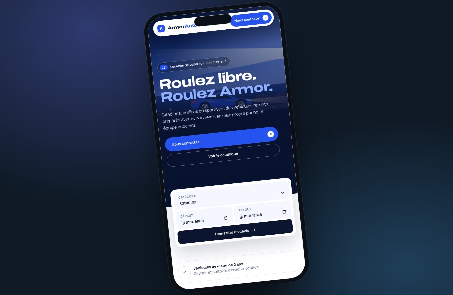 Le site ArmorAuto vu sur téléphone