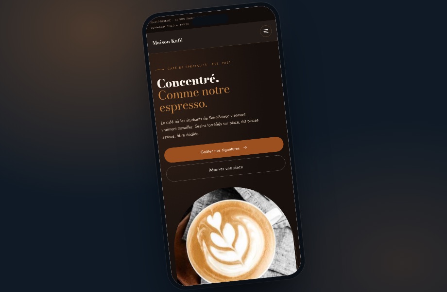 Le site Maison Kafé vu sur téléphone