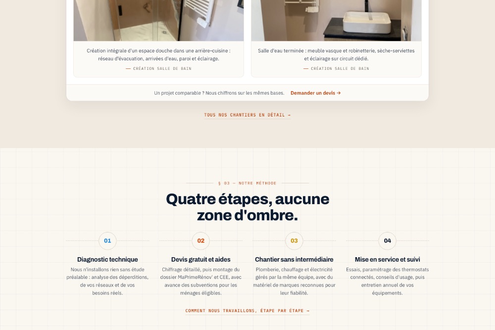 Section services du site Les Plombiers du Griffon